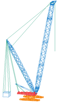 Simulation eines Gittermast-Fahrzeugkrans